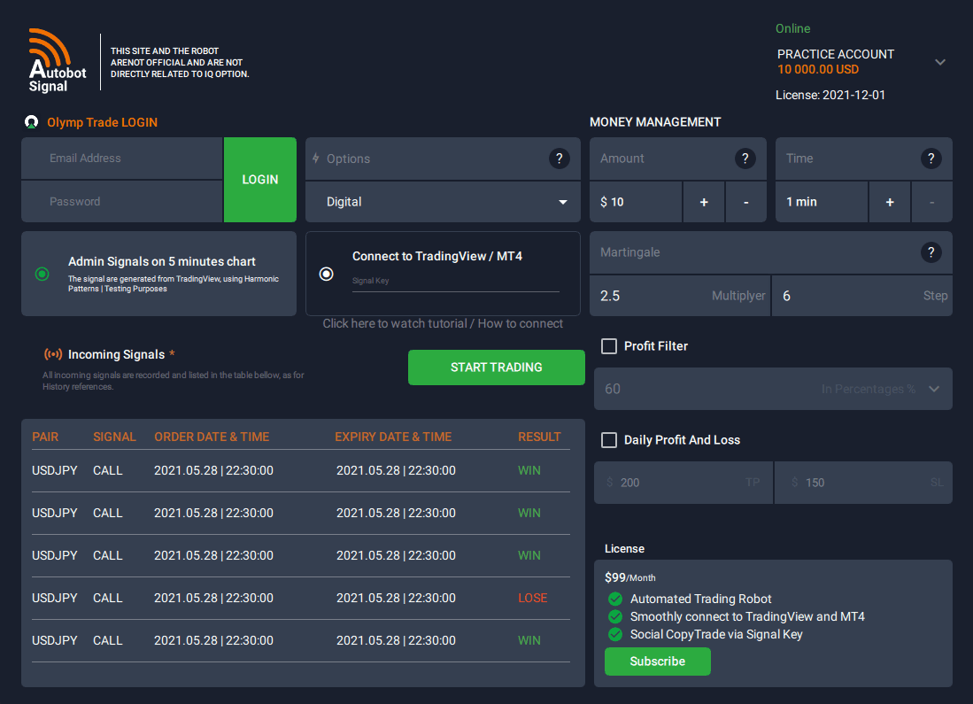AutobotSignal application preview.