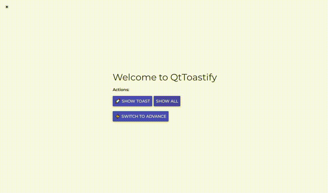 QtToastify light theme toast notification preview.